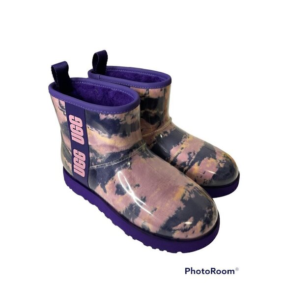 UGG Women's Classic Clear Mini Boots Marble Violet Night Sz 7 NEW. Cold,rain - Picture 1 of 4